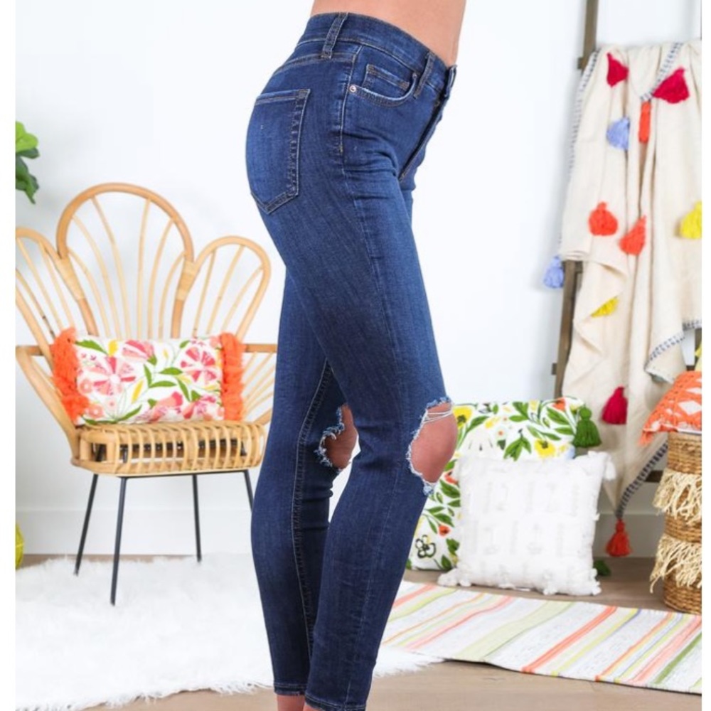 Free People Dark Blue Skinny Denim Jeans NWT